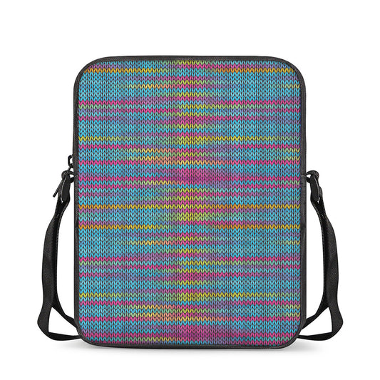 Colorful Knitted Pattern Print Rectangular Crossbody Bag