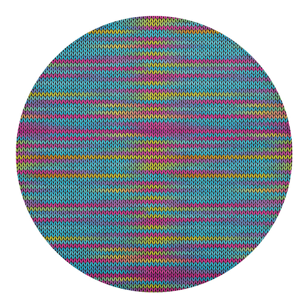 Colorful Knitted Pattern Print Round Blanket