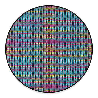 Colorful Knitted Pattern Print Round Floor Mat