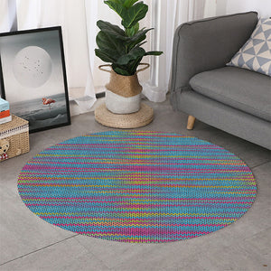 Colorful Knitted Pattern Print Round Rug