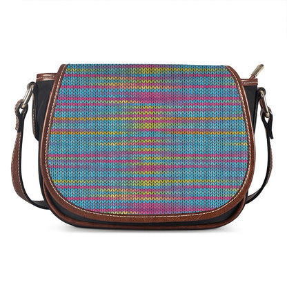 Colorful Knitted Pattern Print Saddle Bag
