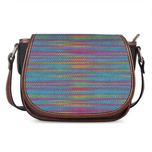 Colorful Knitted Pattern Print Saddle Bag
