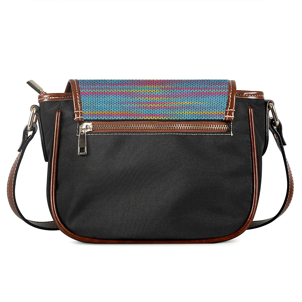 Colorful Knitted Pattern Print Saddle Bag