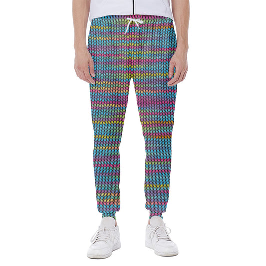 Colorful Knitted Pattern Print Scuba Joggers
