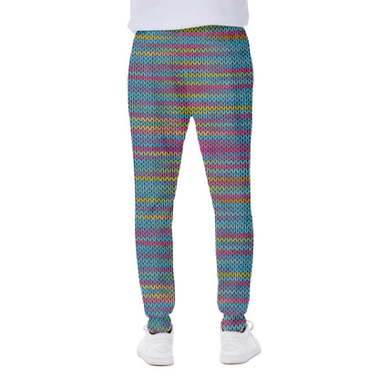 Colorful Knitted Pattern Print Scuba Joggers