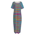 Colorful Knitted Pattern Print Short Sleeve Long Nightdress