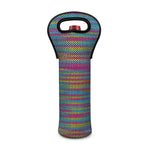 Colorful Knitted Pattern Print Single Neoprene Wine Tote