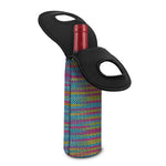 Colorful Knitted Pattern Print Single Neoprene Wine Tote