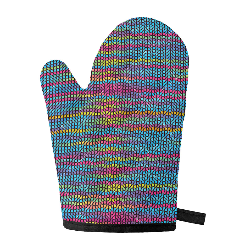 Colorful Knitted Pattern Print Single Oven Mitt