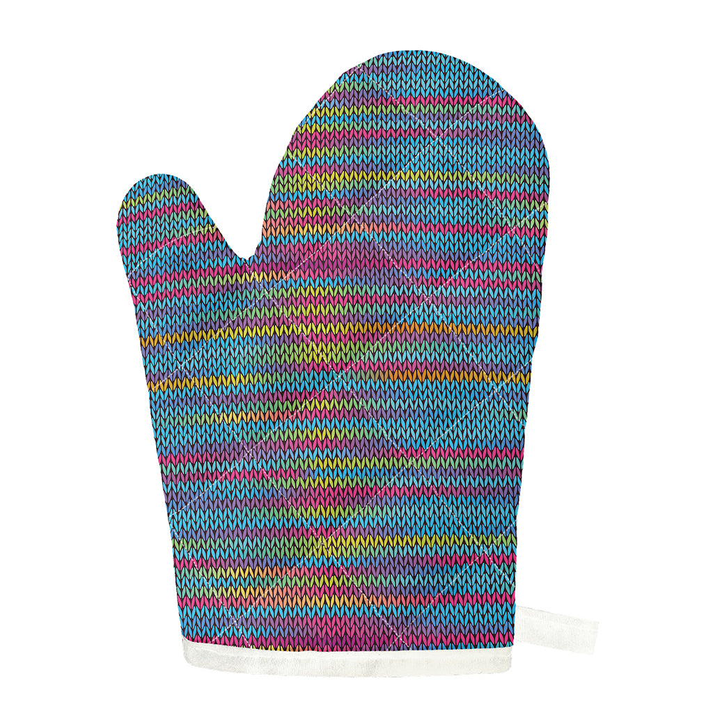 Colorful Knitted Pattern Print Single Oven Mitt