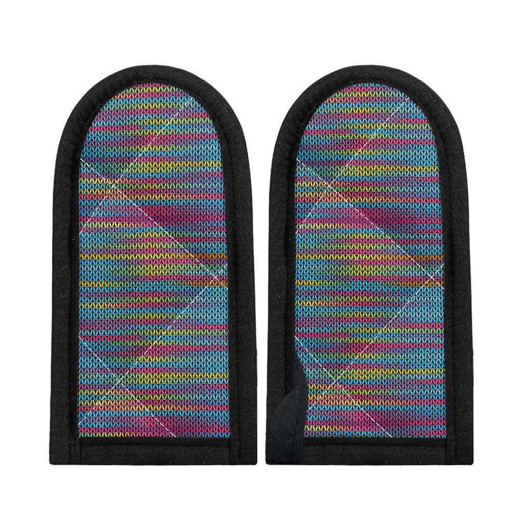 Colorful Knitted Pattern Print Skillet Handle Cover