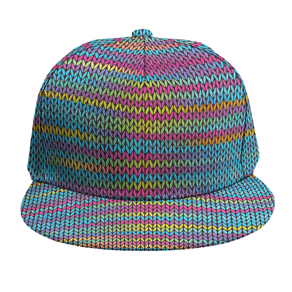 Colorful Knitted Pattern Print Snapback Cap