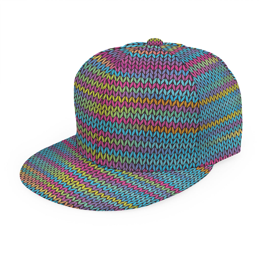 Colorful Knitted Pattern Print Snapback Cap