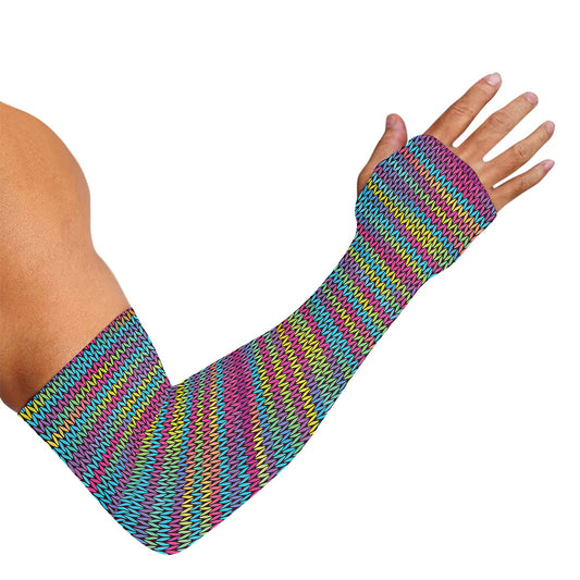 Colorful Knitted Pattern Print Sun Protection Arm Sleeves