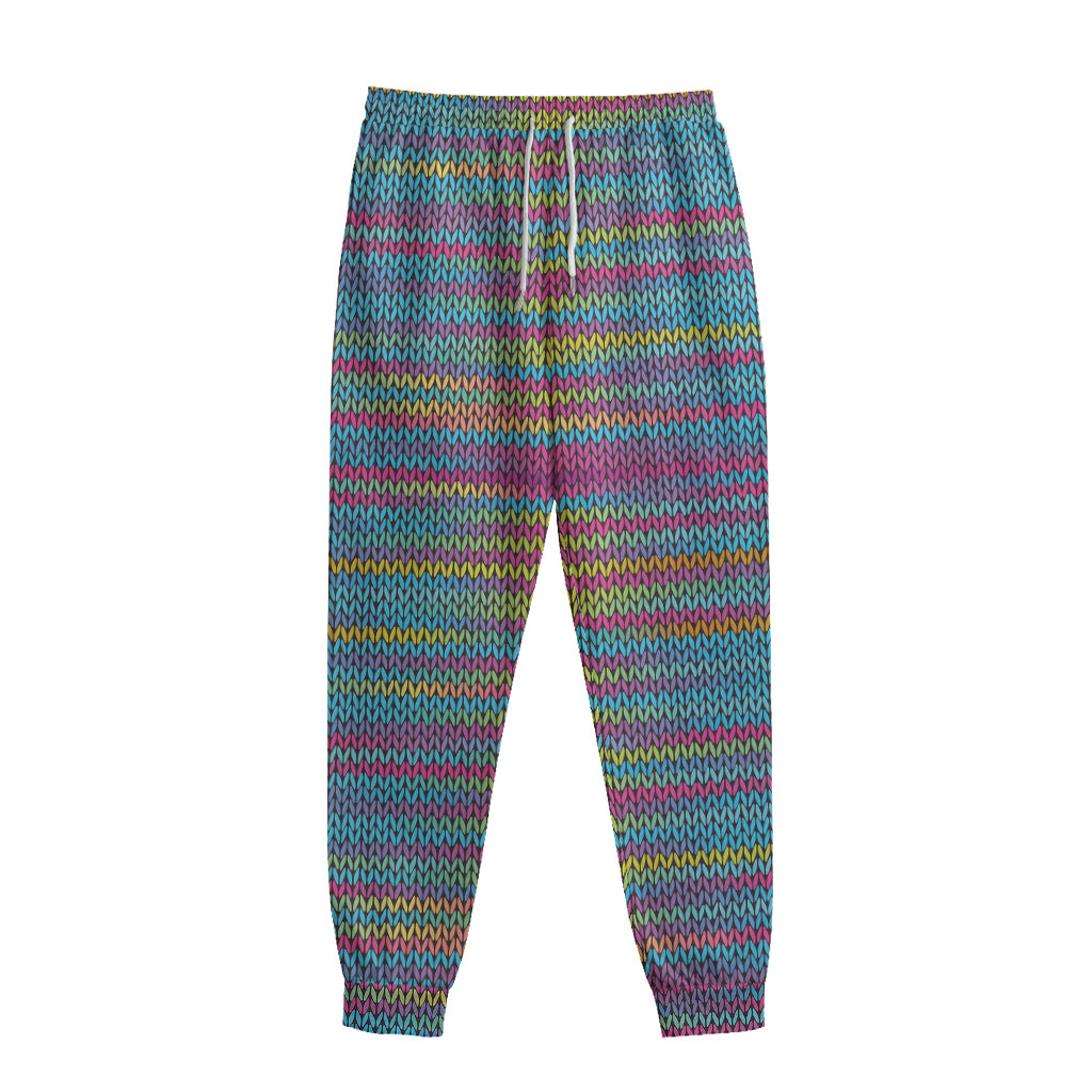 Colorful Knitted Pattern Print Sweatpants