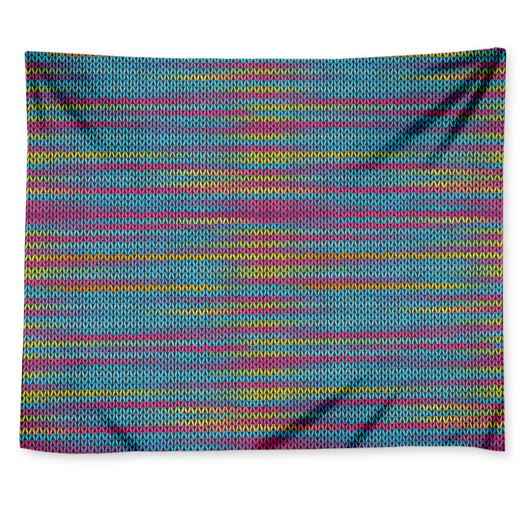 Colorful Knitted Pattern Print Tapestry