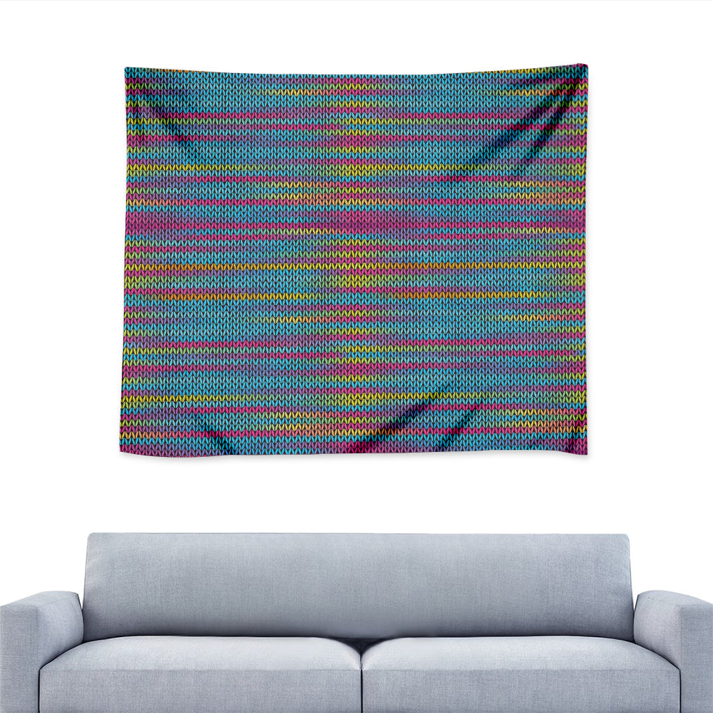 Colorful Knitted Pattern Print Tapestry