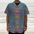 Colorful Knitted Pattern Print Textured Short Sleeve Shirt