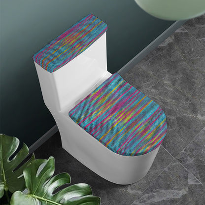 Colorful Knitted Pattern Print Toilet Lid And Tank Cover Set