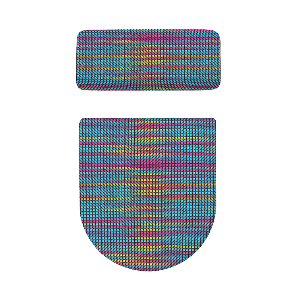 Colorful Knitted Pattern Print Toilet Lid And Tank Cover Set