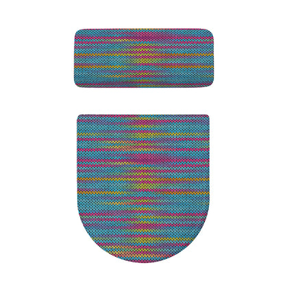 Colorful Knitted Pattern Print Toilet Lid And Tank Cover Set