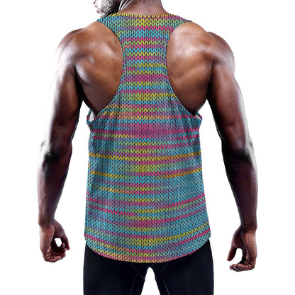 Colorful Knitted Pattern Print Training Tank Top