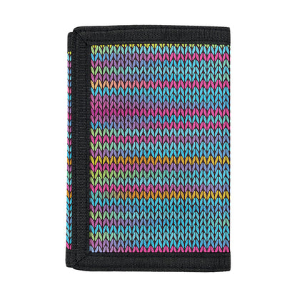 Colorful Knitted Pattern Print Trifold Wallet