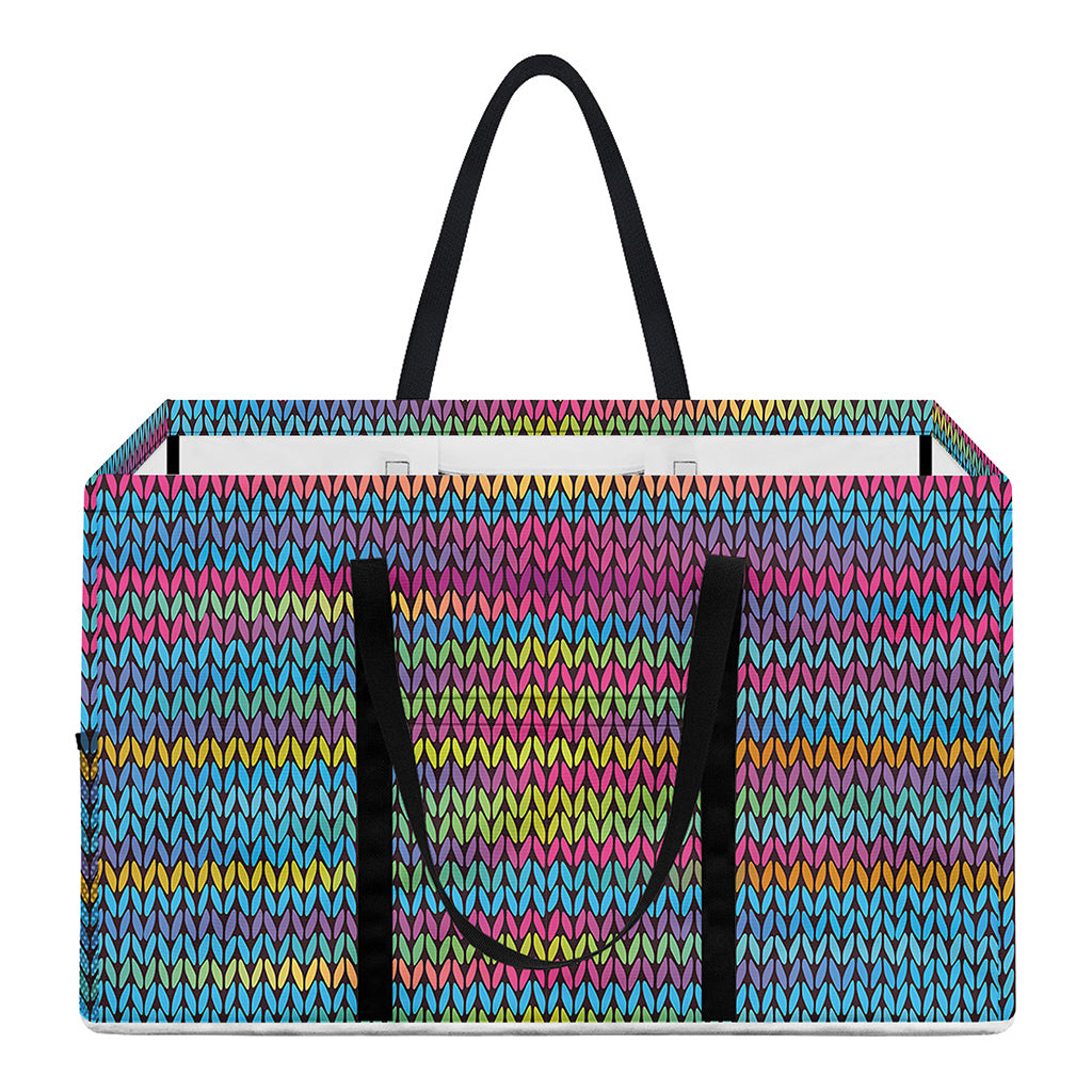 Colorful Knitted Pattern Print Utility Tote Bag