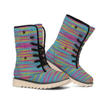 Colorful Knitted Pattern Print Winter Boots