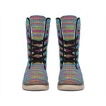 Colorful Knitted Pattern Print Winter Boots