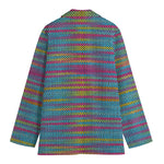 Colorful Knitted Pattern Print Women's Cotton Blazer