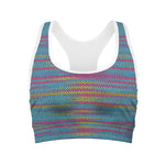 Colorful Knitted Pattern Print Women's Sports Bra