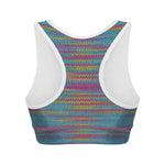 Colorful Knitted Pattern Print Women's Sports Bra