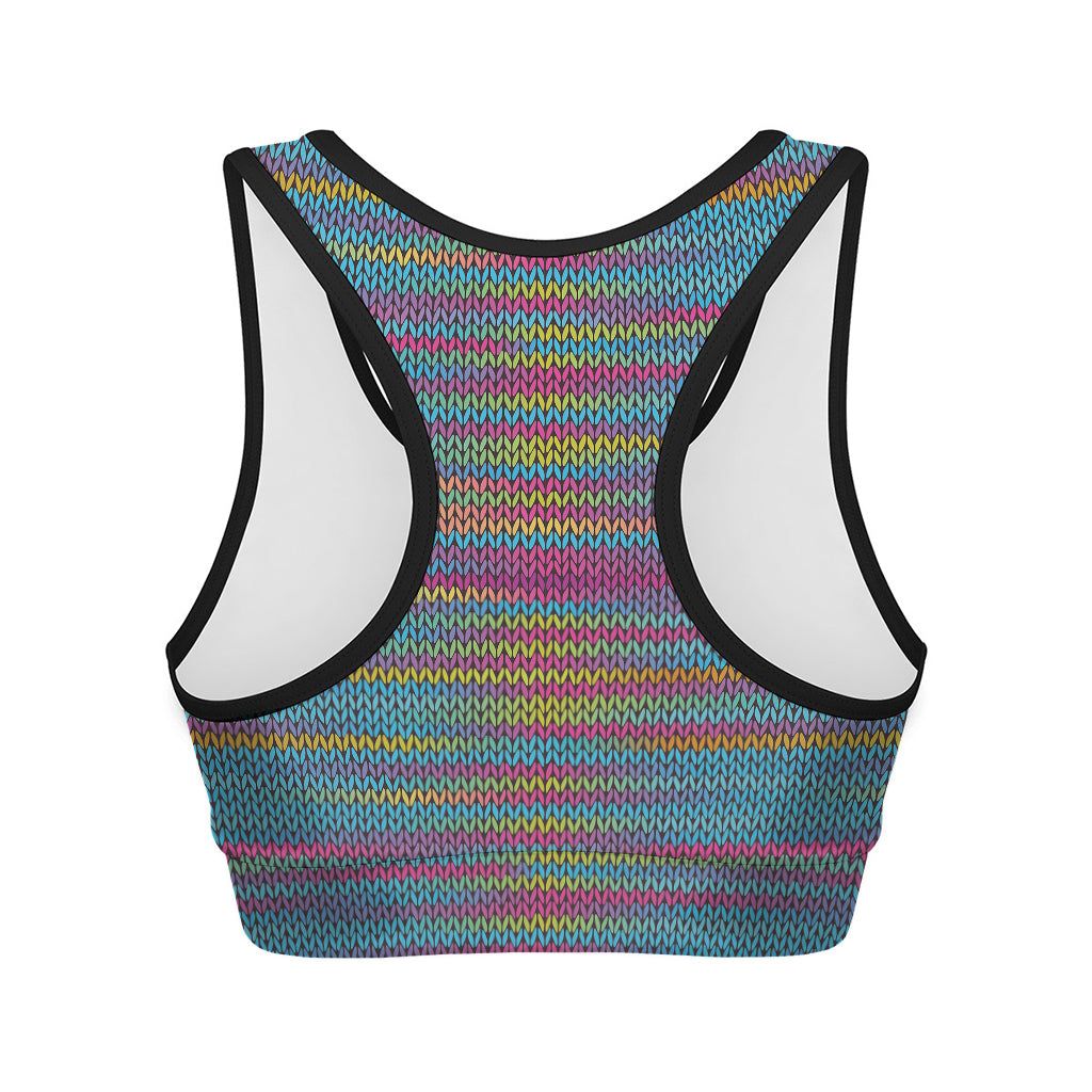 Colorful Knitted Pattern Print Women's Sports Bra