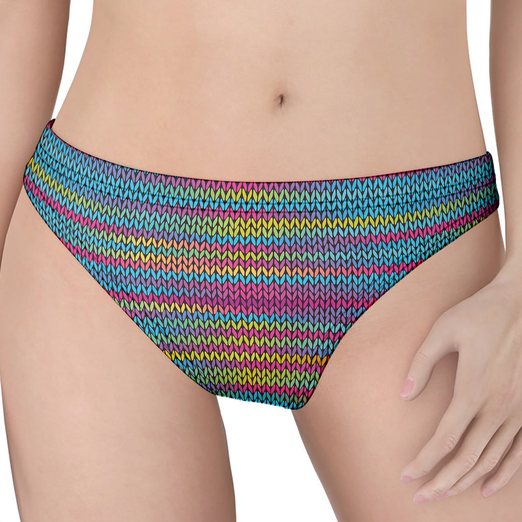 Colorful Knitted Pattern Print Women's Thong