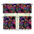 Colorful Leaf Tropical Pattern Print 3 Piece Kitchen Curtains