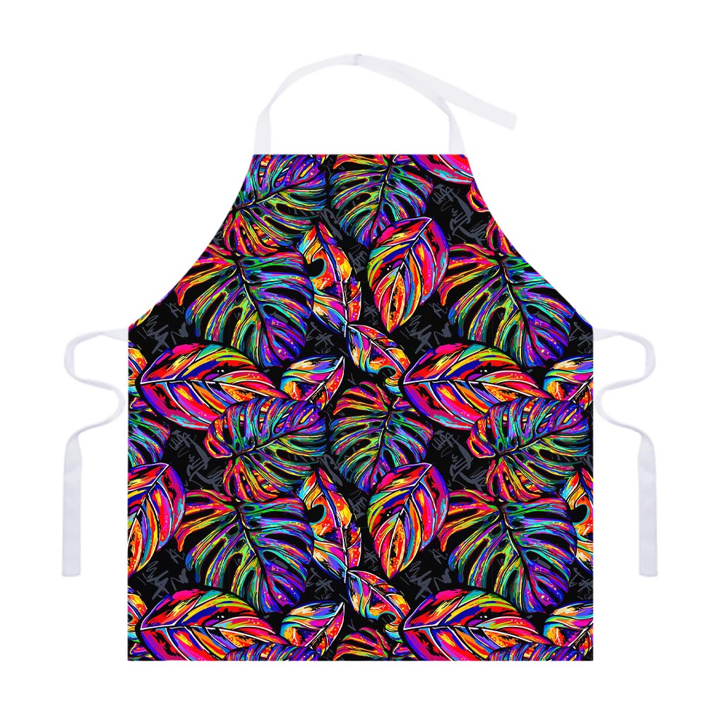 Colorful Leaf Tropical Pattern Print Adjustable Apron