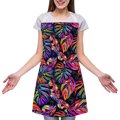 Colorful Leaf Tropical Pattern Print Adjustable Apron