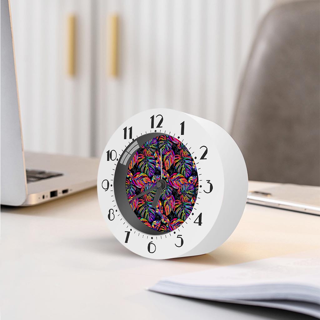 Colorful Leaf Tropical Pattern Print Alarm Clock