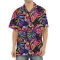 Colorful Leaf Tropical Pattern Print Aloha Shirt