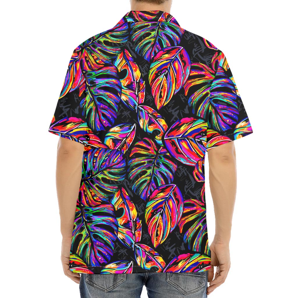 Colorful Leaf Tropical Pattern Print Aloha Shirt