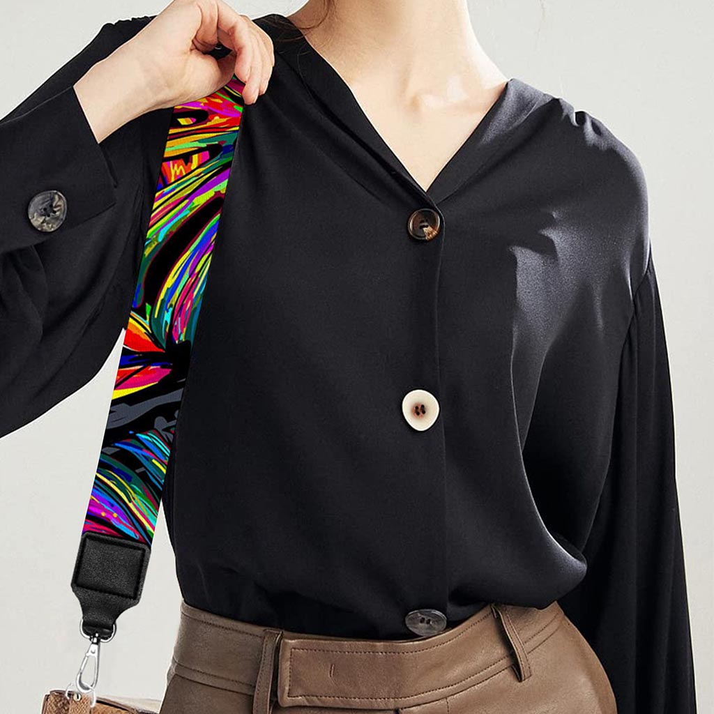 Colorful Leaf Tropical Pattern Print Bag Strap