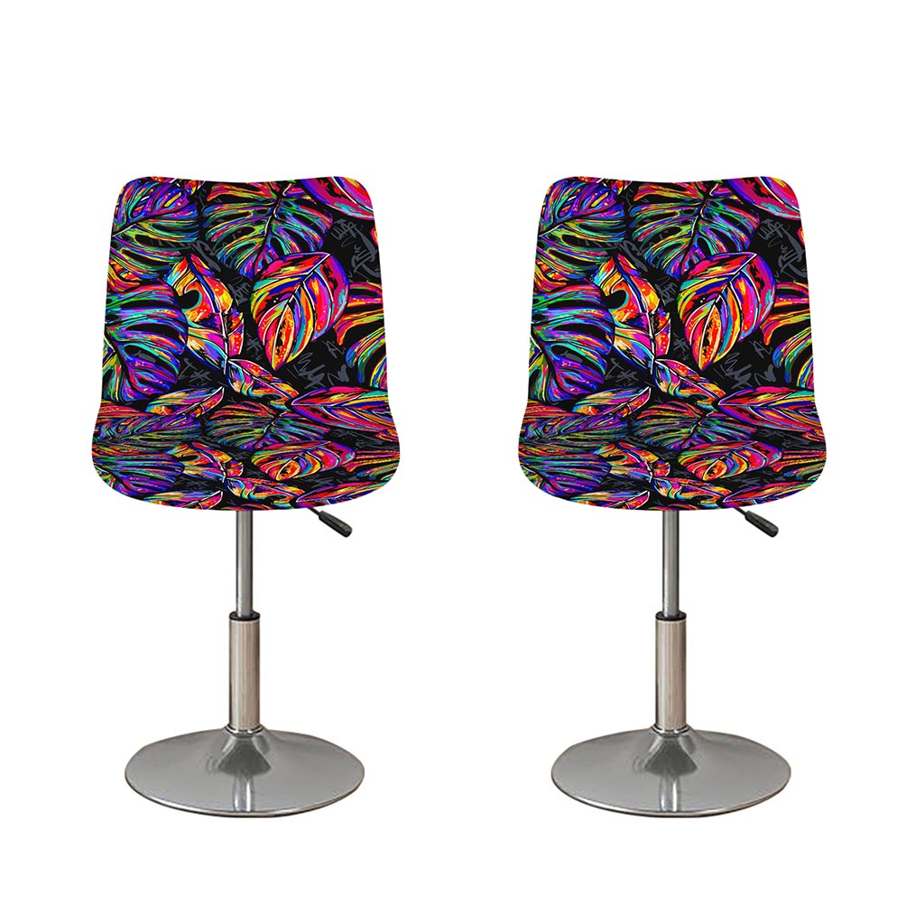 Colorful Leaf Tropical Pattern Print Bar Stool Covers