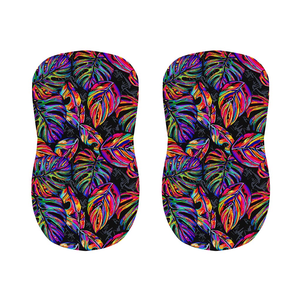 Colorful Leaf Tropical Pattern Print Bar Stool Covers