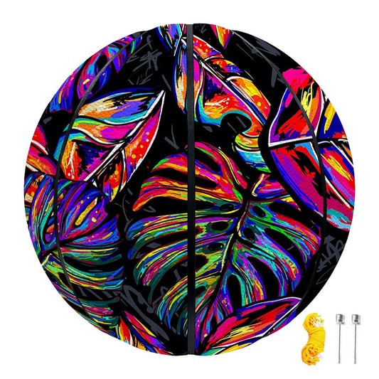 Colorful Leaf Tropical Pattern Print Basketball