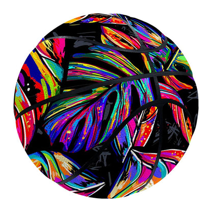 Colorful Leaf Tropical Pattern Print Basketball