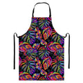 Colorful Leaf Tropical Pattern Print Bib Apron With Pocket