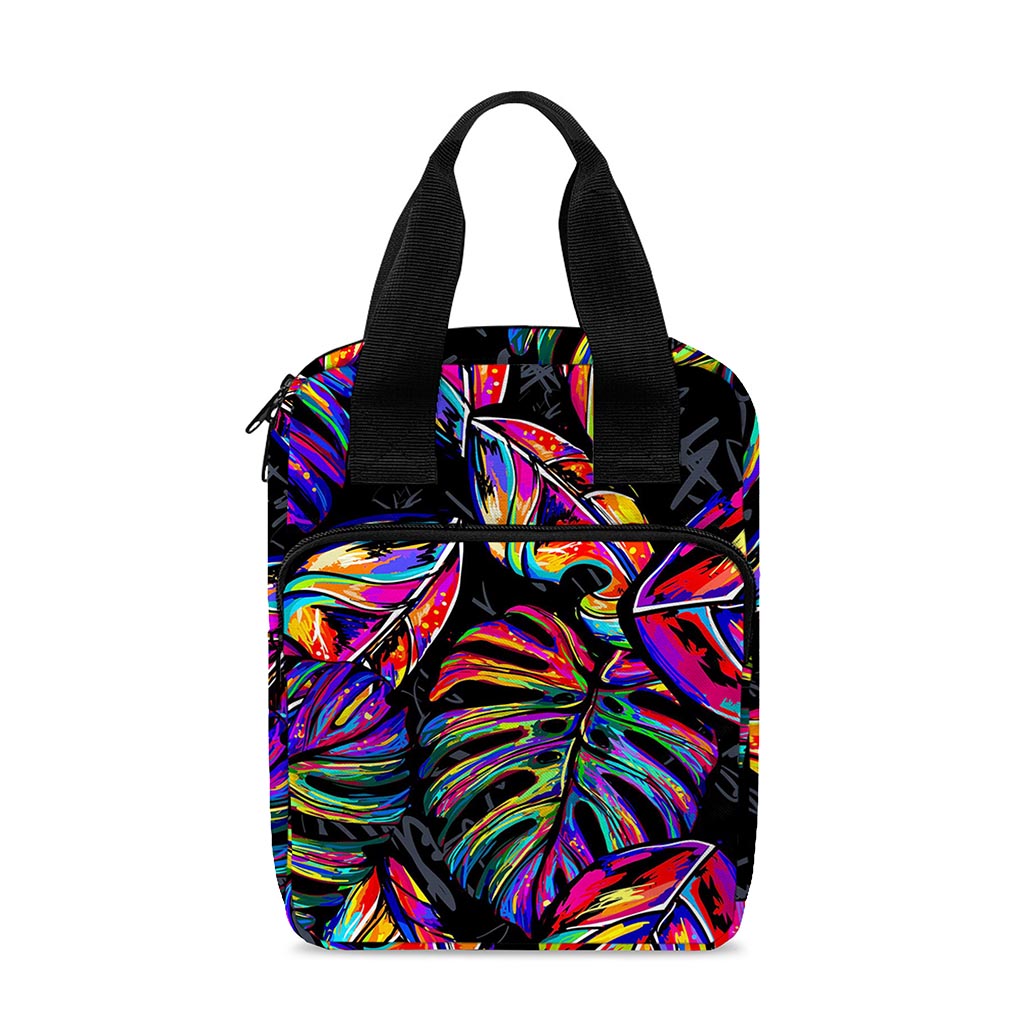 Colorful Leaf Tropical Pattern Print Bible Tote Bag