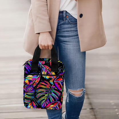 Colorful Leaf Tropical Pattern Print Bible Tote Bag