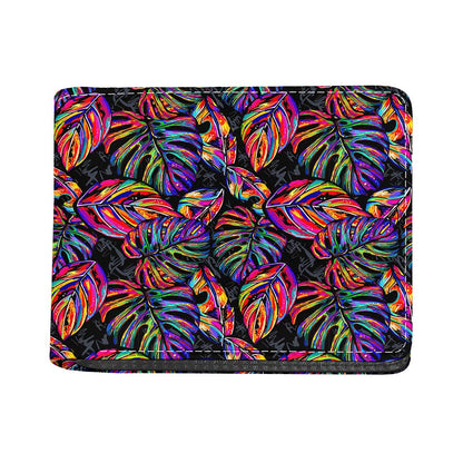 Colorful Leaf Tropical Pattern Print Bifold Wallet